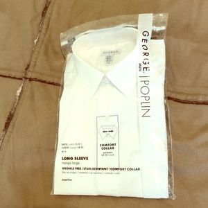 Men’s long sleeve white button up collar shirt